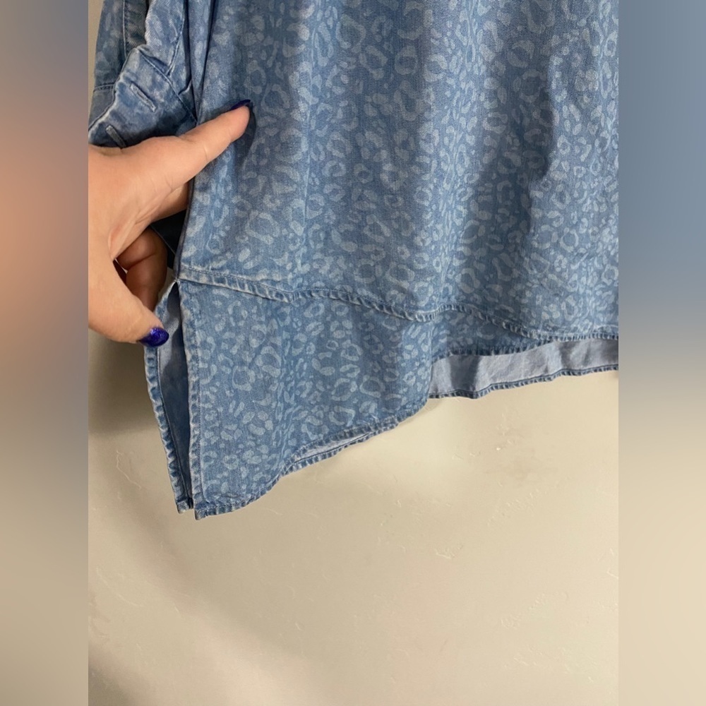 Soft Surroundings - Leopard Print Chambray Blouse - image 4